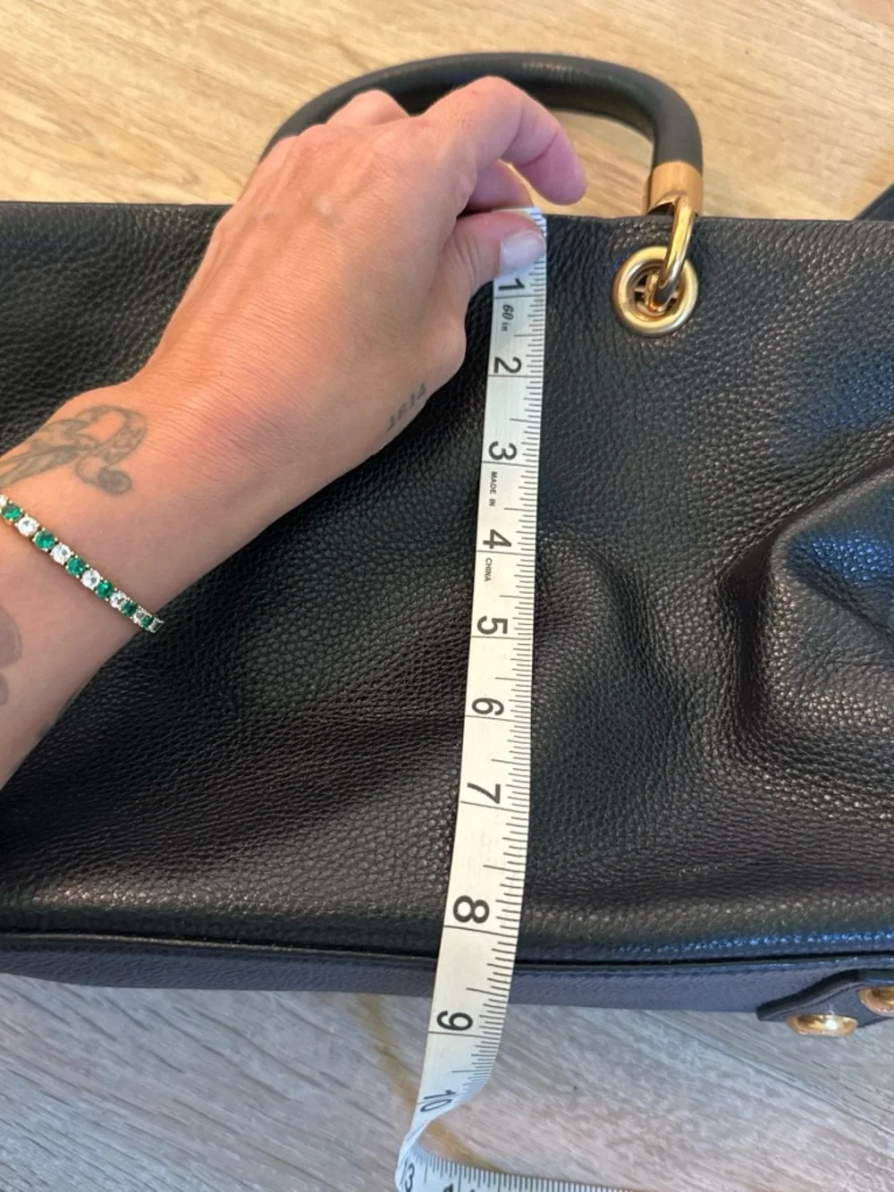 Marc by Marc Jacobs Black Pebbled Leather Satchel with Gold Hardware